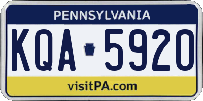 PA license plate KQA5920