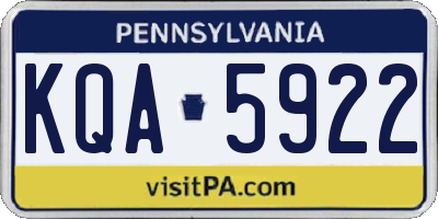 PA license plate KQA5922