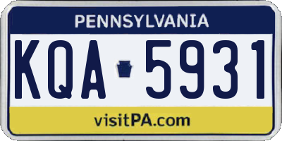 PA license plate KQA5931