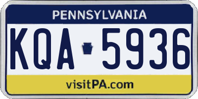 PA license plate KQA5936