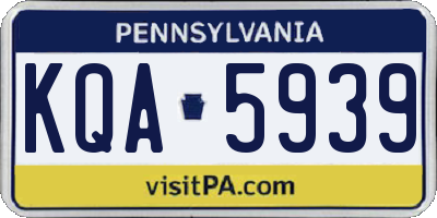 PA license plate KQA5939