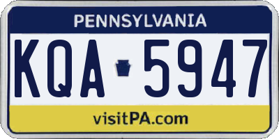 PA license plate KQA5947
