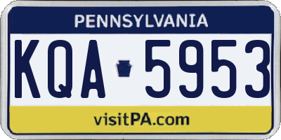 PA license plate KQA5953