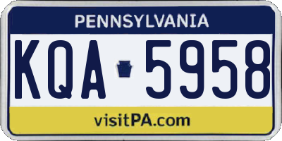 PA license plate KQA5958