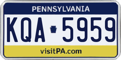 PA license plate KQA5959