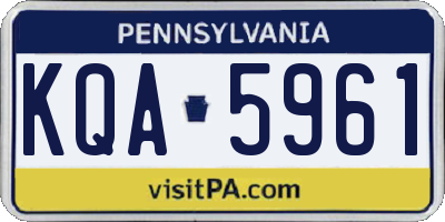 PA license plate KQA5961