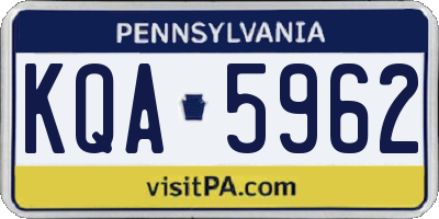 PA license plate KQA5962