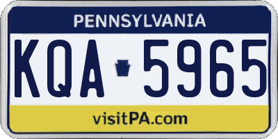 PA license plate KQA5965