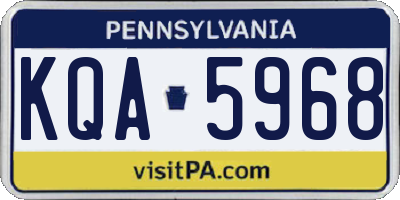 PA license plate KQA5968