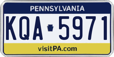 PA license plate KQA5971