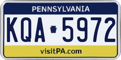 PA license plate KQA5972