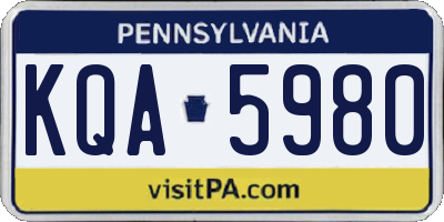 PA license plate KQA5980