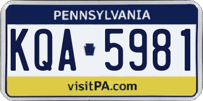 PA license plate KQA5981