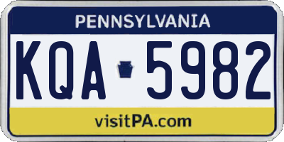 PA license plate KQA5982