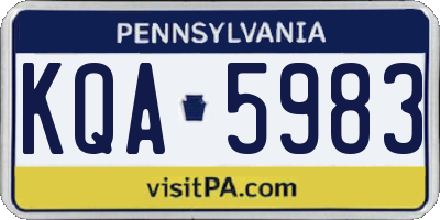 PA license plate KQA5983