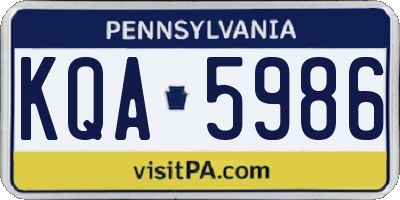 PA license plate KQA5986