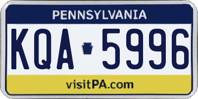 PA license plate KQA5996