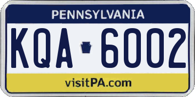 PA license plate KQA6002