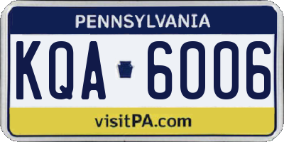 PA license plate KQA6006