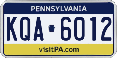 PA license plate KQA6012