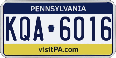 PA license plate KQA6016