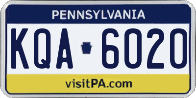 PA license plate KQA6020