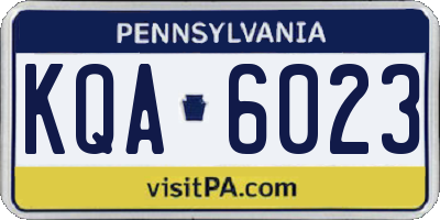 PA license plate KQA6023