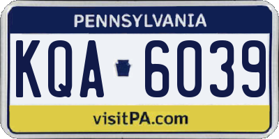 PA license plate KQA6039