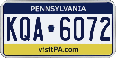 PA license plate KQA6072