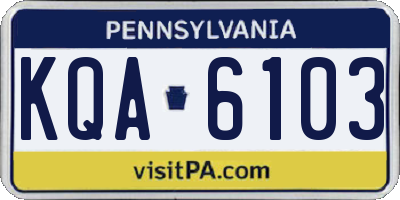 PA license plate KQA6103