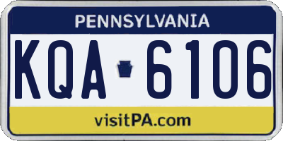 PA license plate KQA6106