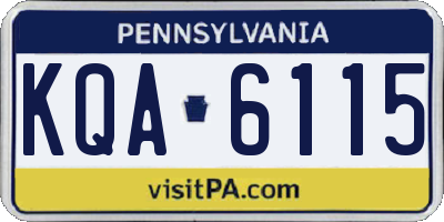 PA license plate KQA6115