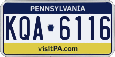 PA license plate KQA6116
