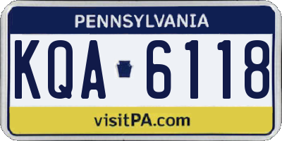 PA license plate KQA6118