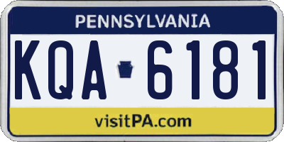 PA license plate KQA6181