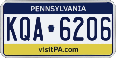 PA license plate KQA6206