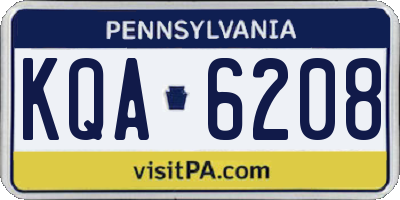 PA license plate KQA6208