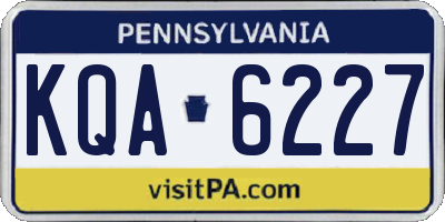 PA license plate KQA6227