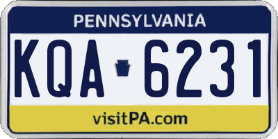 PA license plate KQA6231