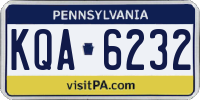 PA license plate KQA6232