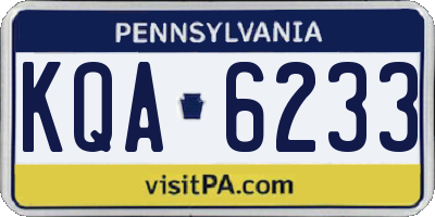 PA license plate KQA6233