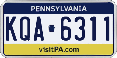 PA license plate KQA6311