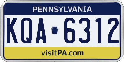 PA license plate KQA6312