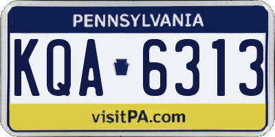 PA license plate KQA6313