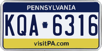 PA license plate KQA6316