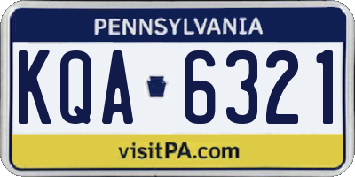 PA license plate KQA6321