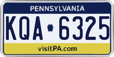 PA license plate KQA6325