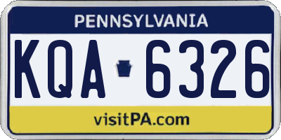 PA license plate KQA6326