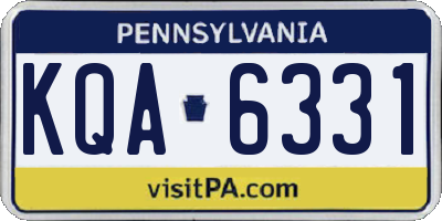 PA license plate KQA6331