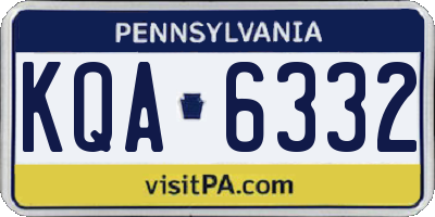 PA license plate KQA6332